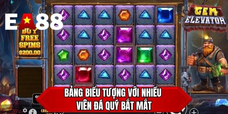 Bảng biểu tượng với nhiều viên đá quý bắt mắt